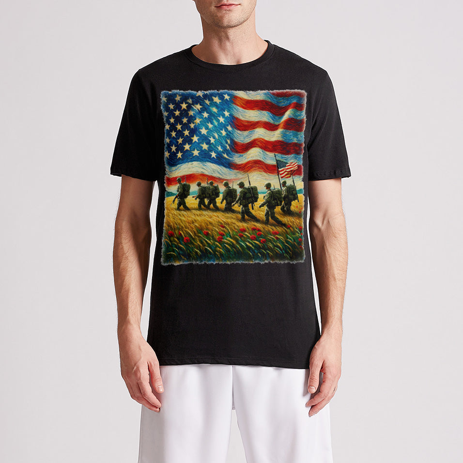 Patriotic American Flag Mens Premium T-Shirt