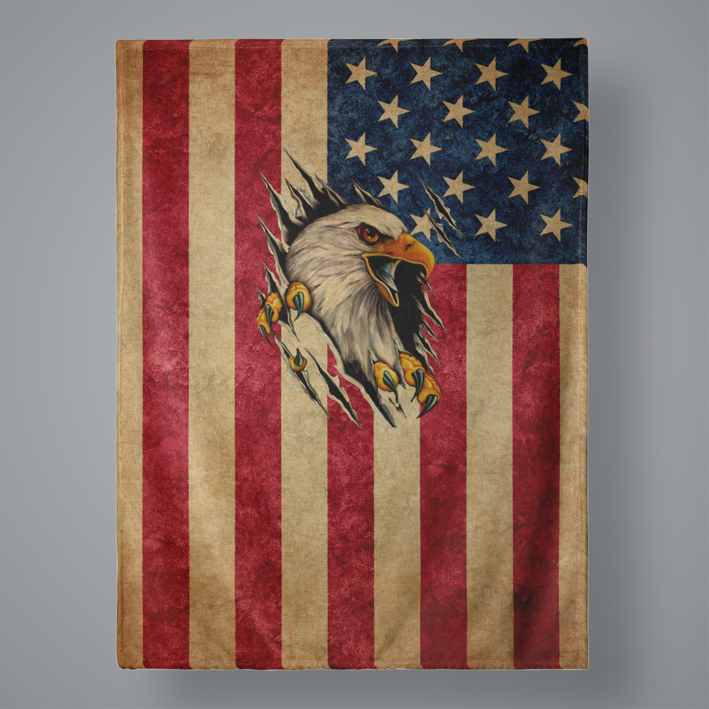 American Flag and Eagle Large Plush Throw Blanket 60"x80"