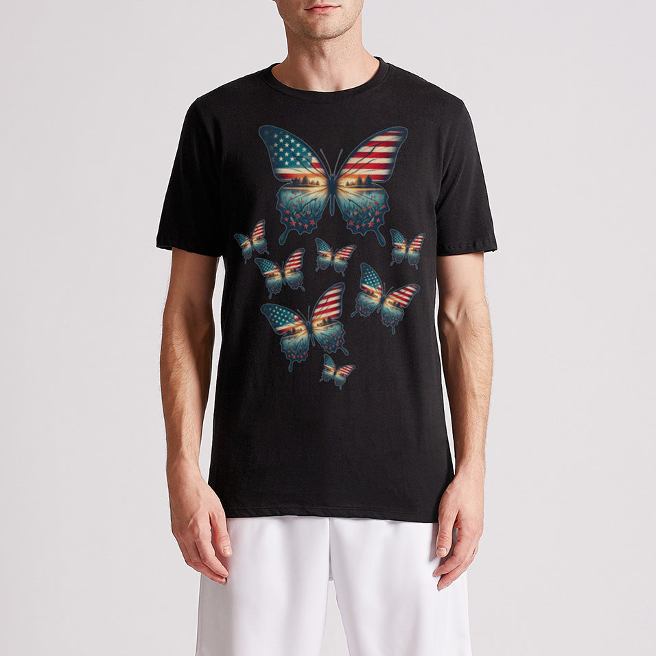 Vintage Butterfly USA Flag Mens Premium T-Shirt