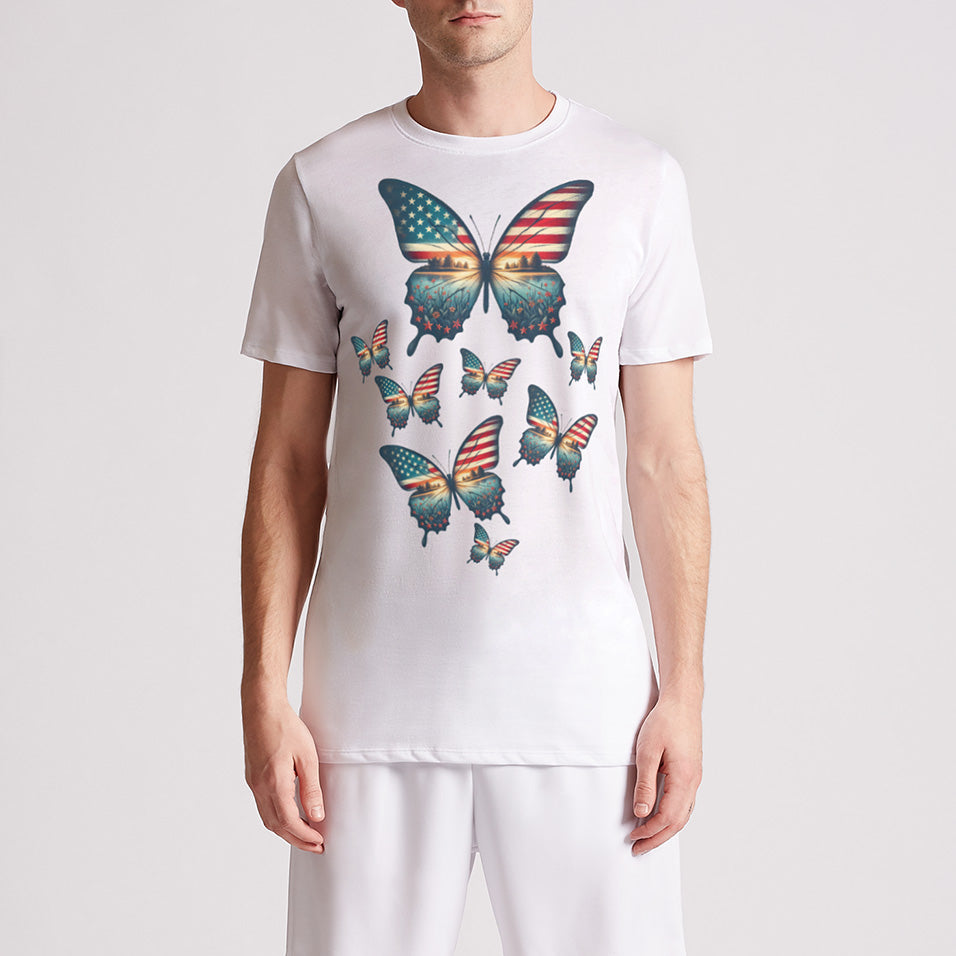 Vintage Butterfly USA Flag Mens Premium T-Shirt