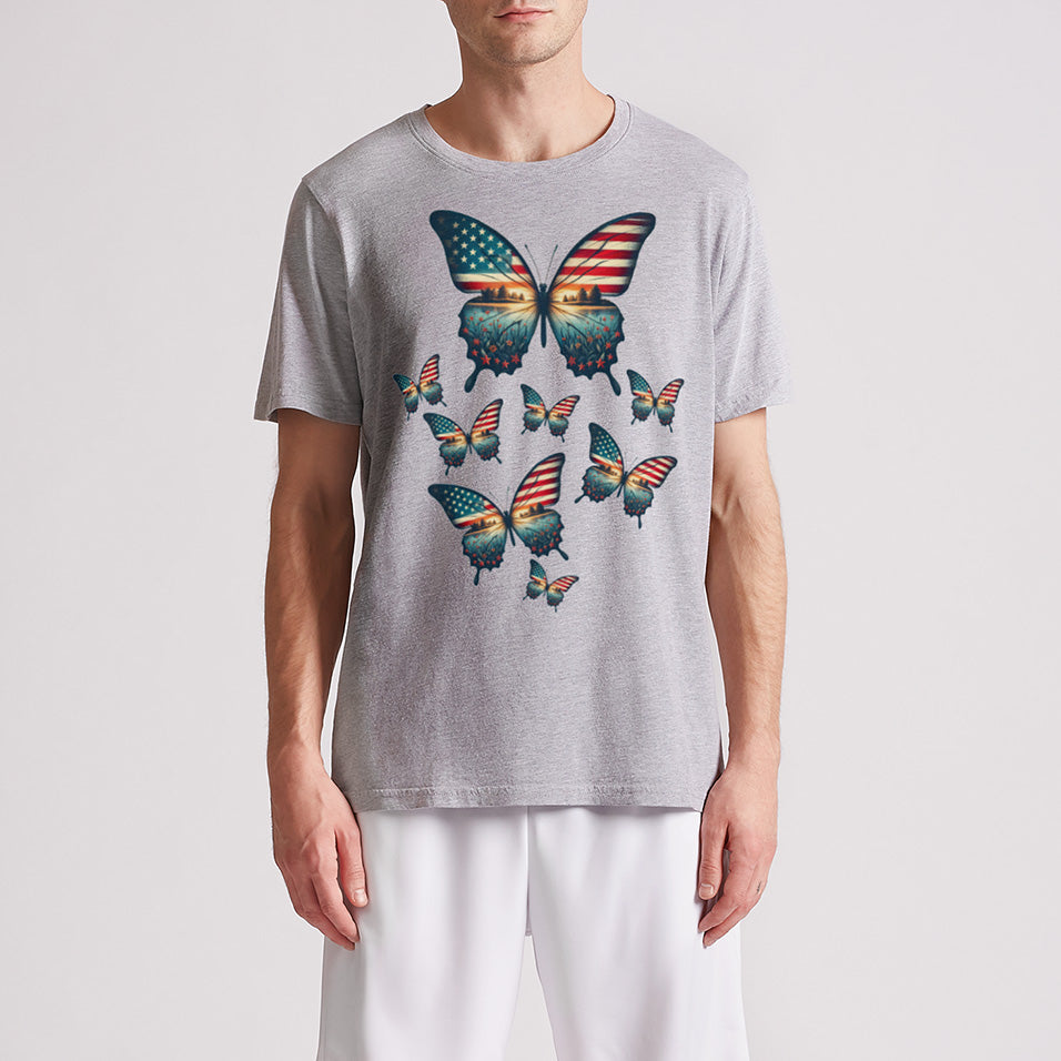 Vintage Butterfly USA Flag Mens Premium T-Shirt