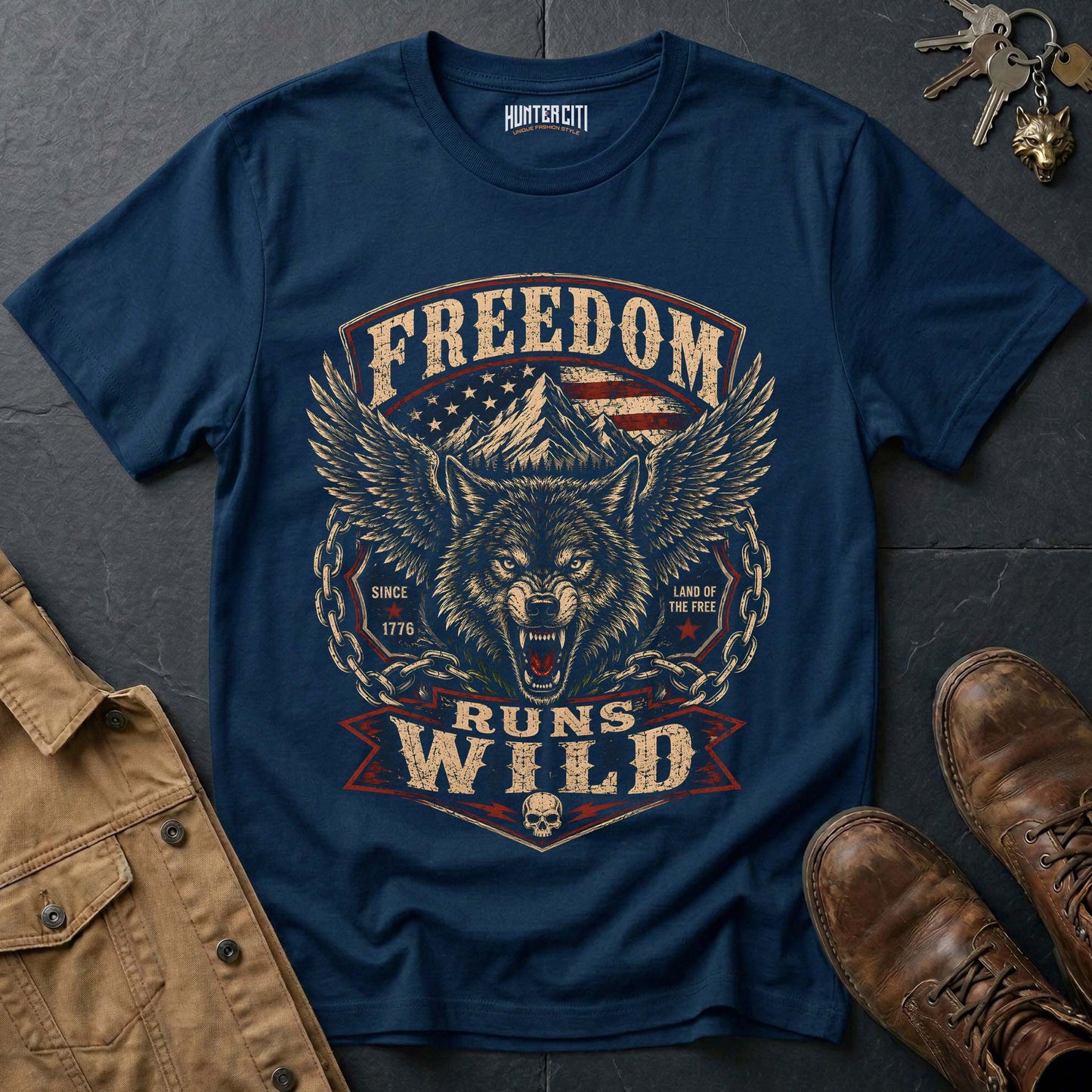 American Hunter Wild At Heart Wolf T-Shirt — Live Free Hunt True Graphic Tee (Copy)