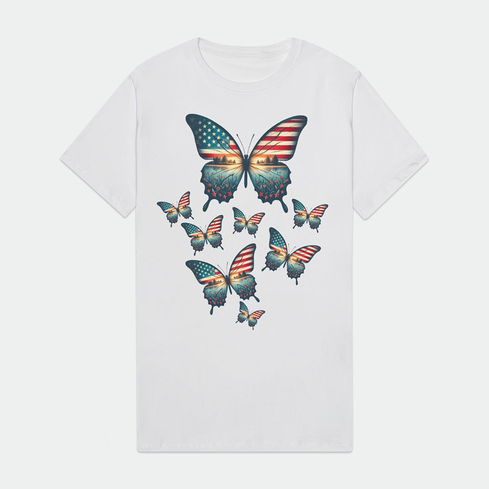 Vintage Butterfly USA Flag Mens Premium T-Shirt