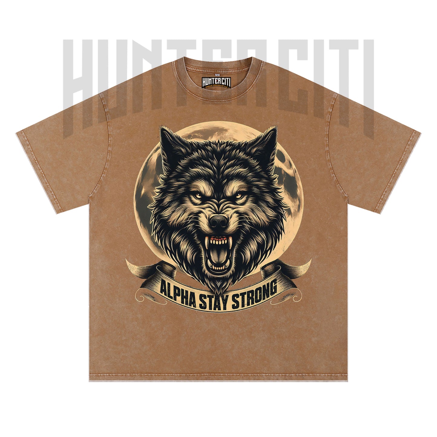 Alpha Stay Strong Wolf T-Shirt, Vintage 90s Graphic Tee, Oversize Acid Wash Unisex T-Shirt, Gift for Wolf Lovers