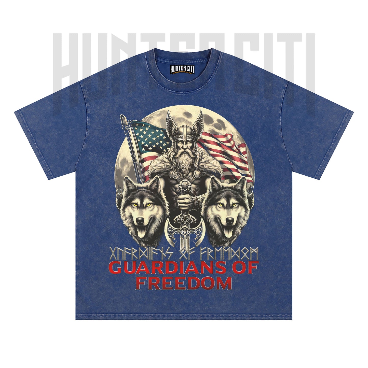 Wolf of Odin Viking T-Shirt, Guardians of Freedom Wolf Graphic Tee, Vintage 90s Oversize Unisex T-Shirt, American Patriot Gift