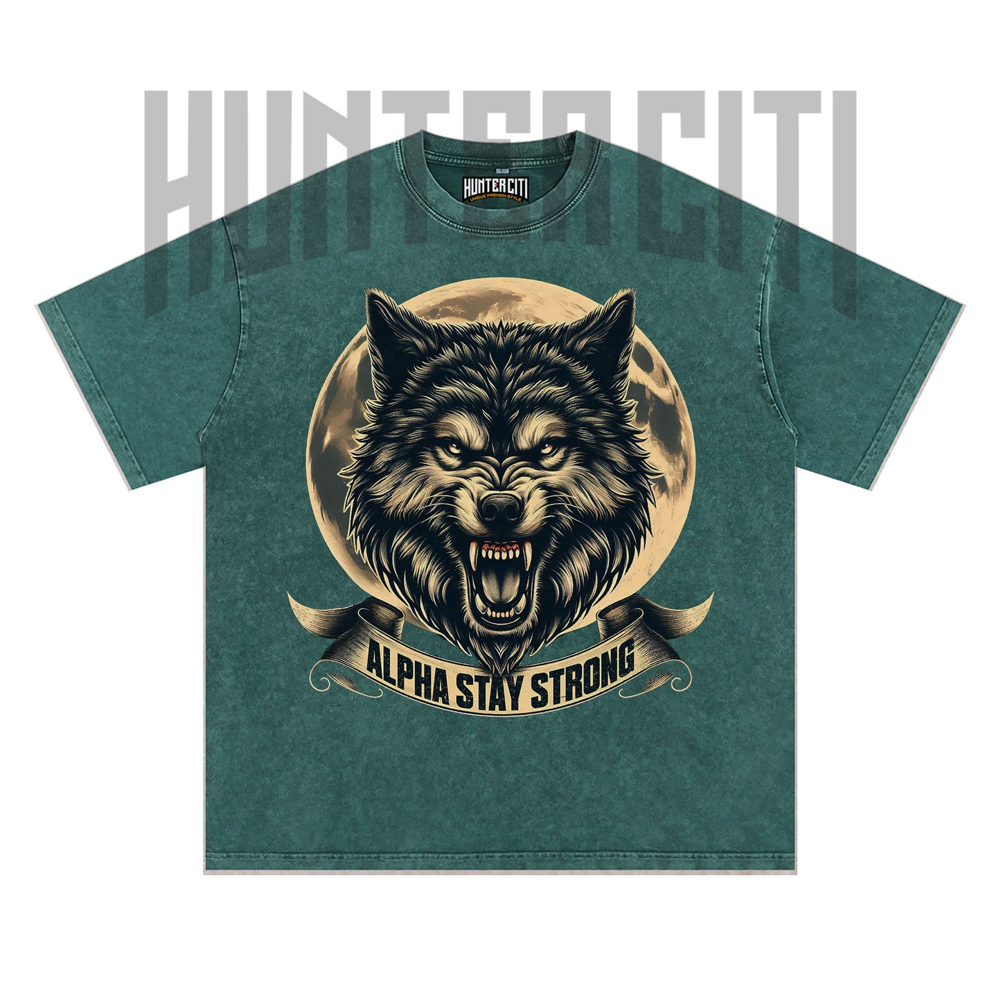 Alpha Stay Strong Wolf T-Shirt, Vintage 90s Graphic Tee, Oversize Acid Wash Unisex T-Shirt, Gift for Wolf Lovers