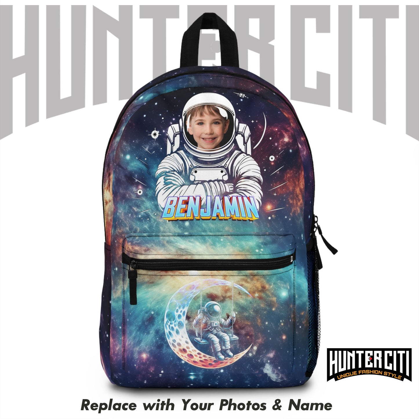 Personalised childs backpack – Custom Name & Photo | Astronaut, Unicorn, Dinosaur, Tie Dye Designs