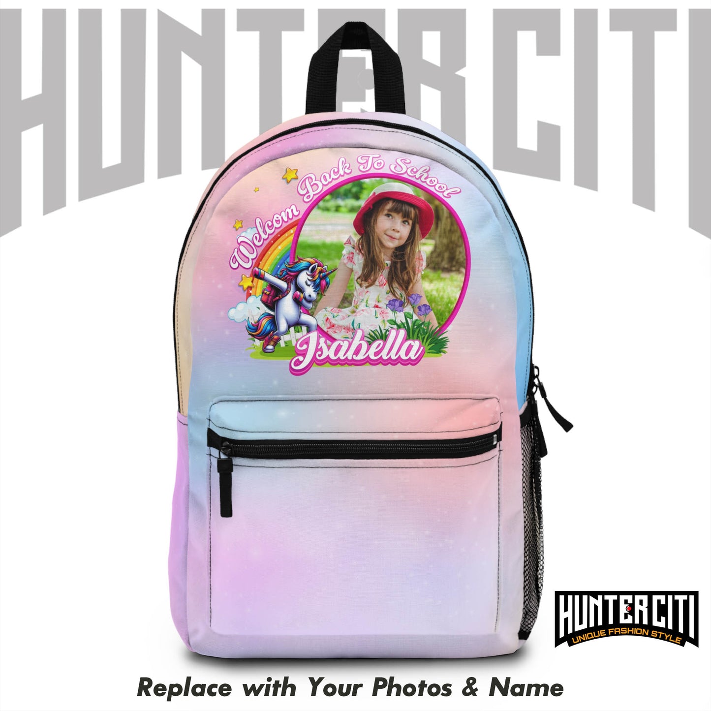 Personalised childs backpack – Custom Name & Photo | Astronaut, Unicorn, Dinosaur, Tie Dye Designs