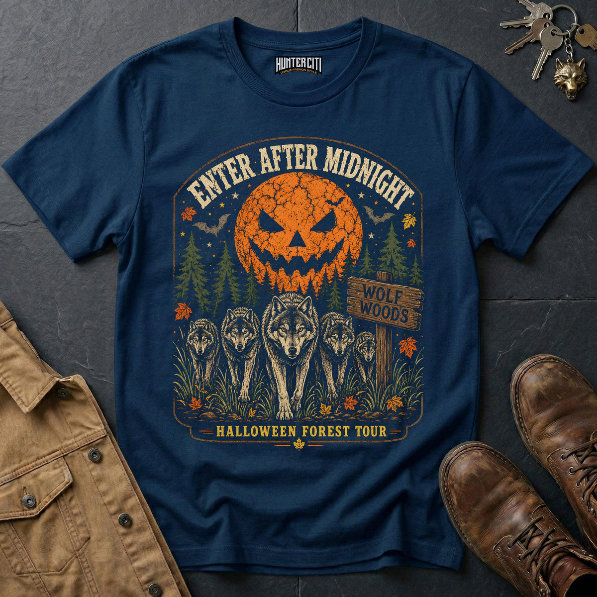 Enter After Midnight - Halloween Forest Tour Vintage Wolf Halloween Shirt
