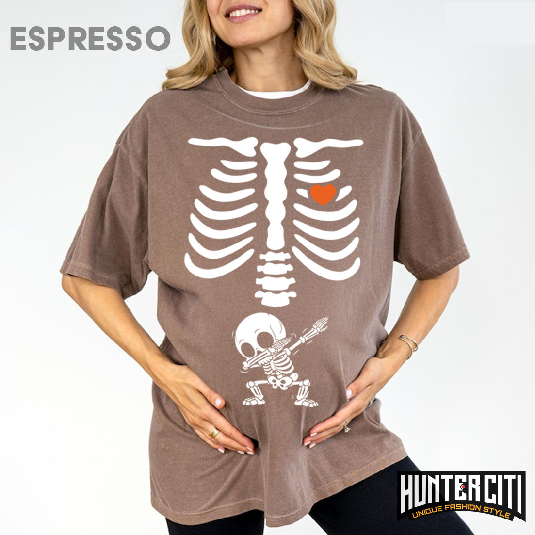 Comfort Colors 1717 Skeleton Halloween Maternity T-Shirt | Funny Halloween Pregnancy Shirt