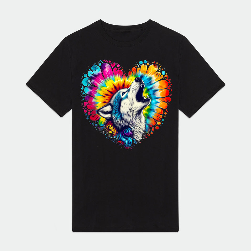Howling Wolf Tie Dye Mens Premium T-Shirt