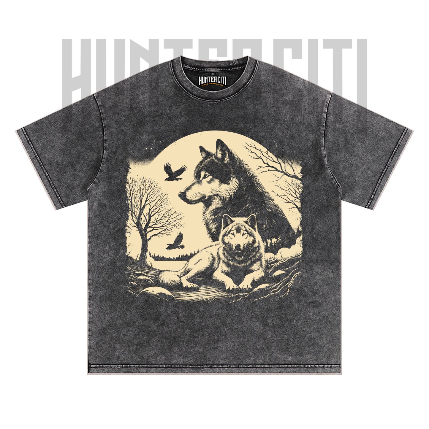 The Mountain Wolf T-Shirt, Vintage 90s Style Wolf Graphic Tee, Oversize Acid Wash Unisex T-Shirt, Perfect Gift for Wolf Lovers
