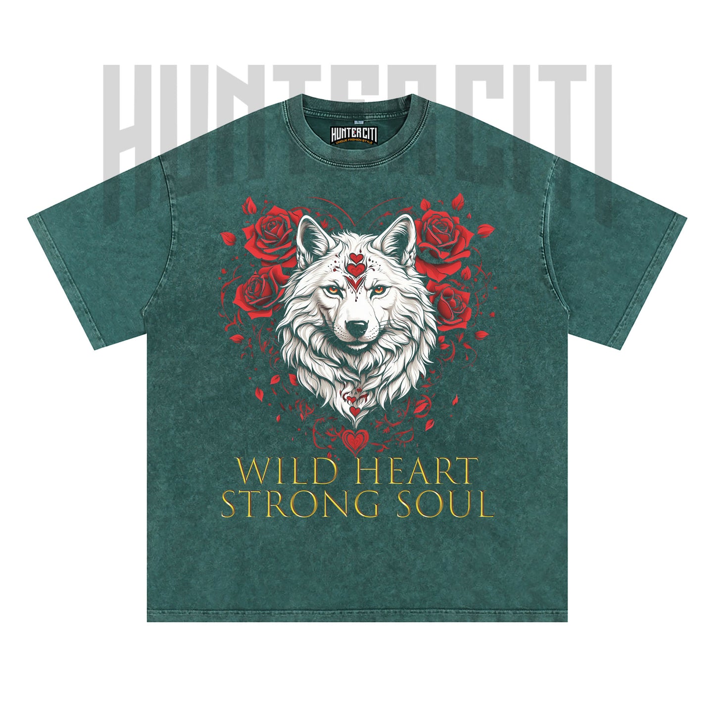 Wild Heart Strong Soul Wolf T-Shirt, Floral Wolf Graphic Tee, Vintage 90s Style Oversize Unisex T-Shirt, Gift for Animal Lovers