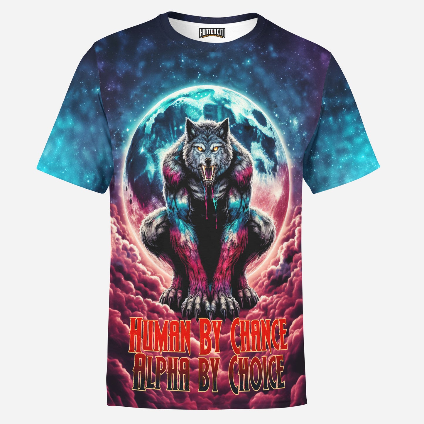 Alpha Werewolf T-Shirt - Human by Chance Alpha by Choice All-Over Print Galaxy Design Mens T-Shirt