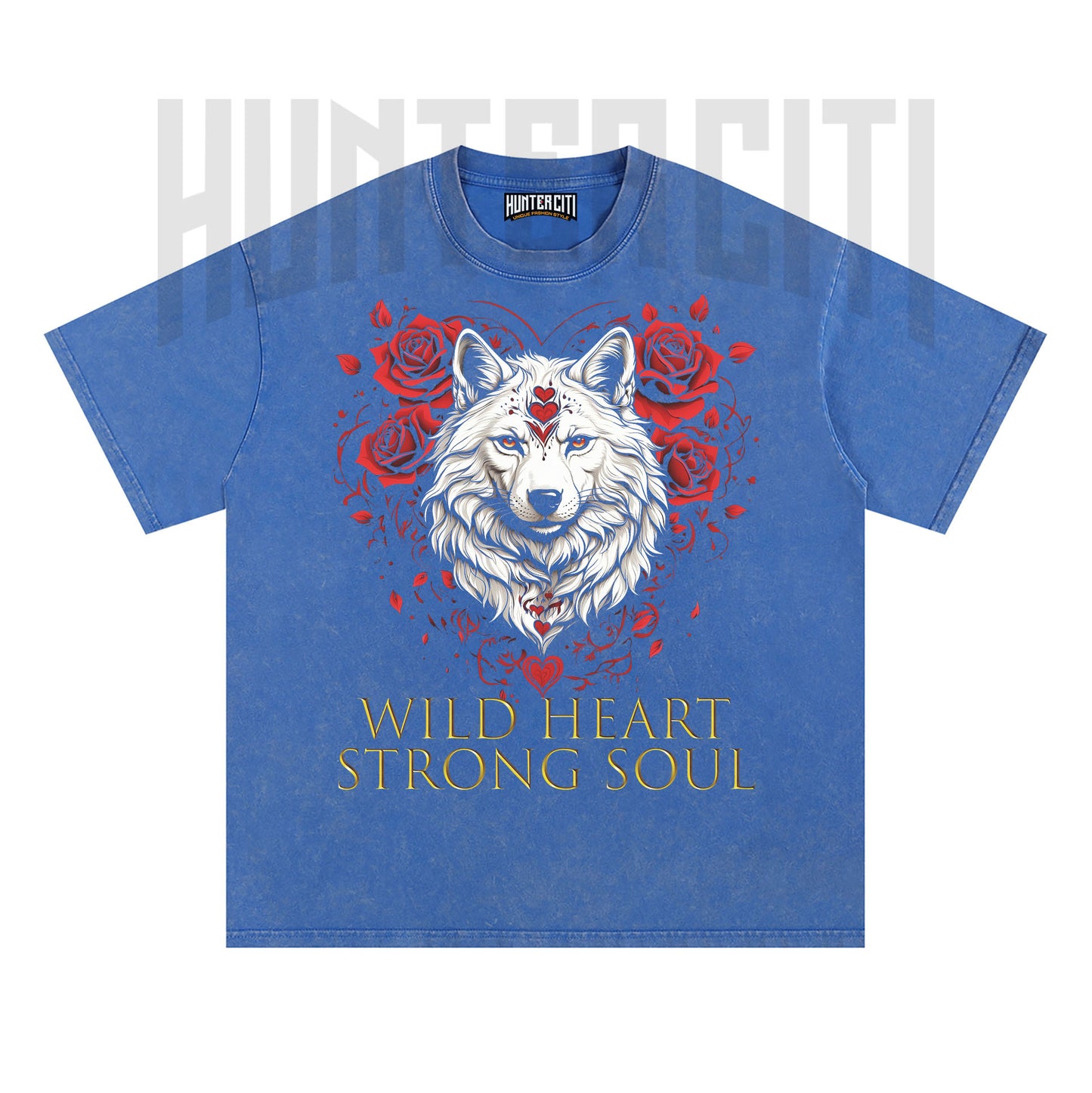 Wild Heart Strong Soul Wolf T-Shirt, Floral Wolf Graphic Tee, Vintage 90s Style Oversize Unisex T-Shirt, Gift for Animal Lovers