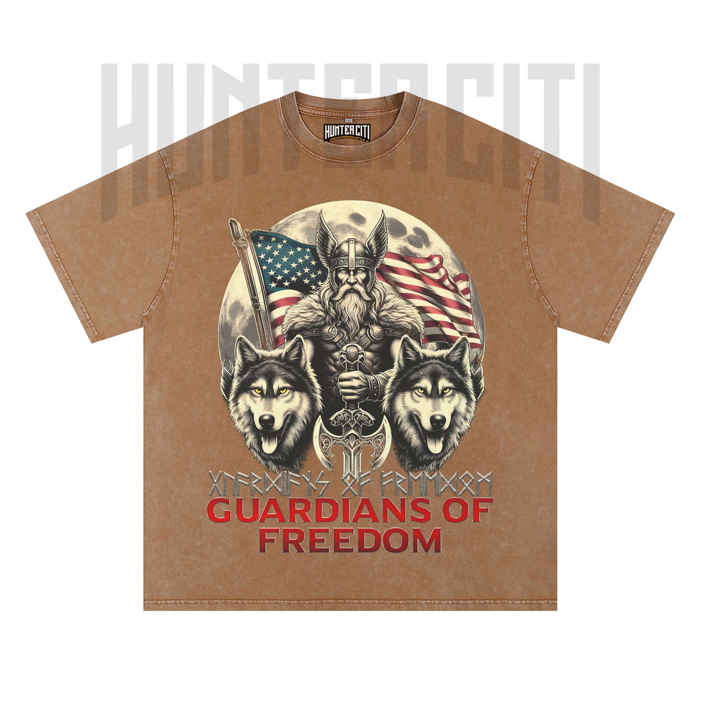 Wolf of Odin Viking T-Shirt, Guardians of Freedom Wolf Graphic Tee, Vintage 90s Oversize Unisex T-Shirt, American Patriot Gift