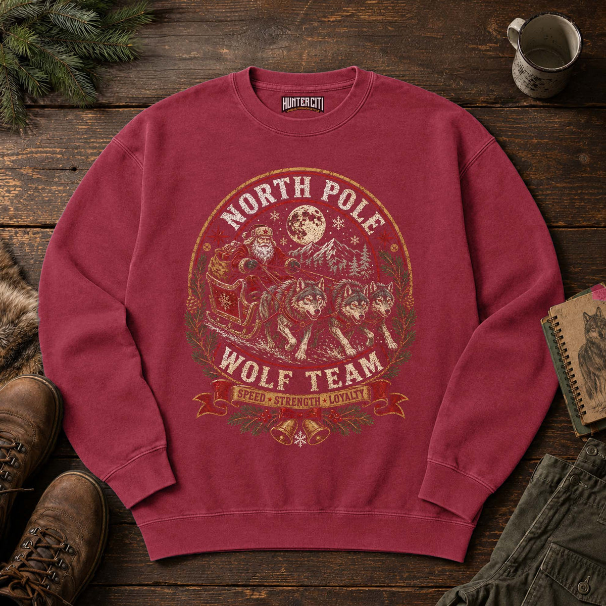 North Pole Wolf Team Vintage Christmas Sweatshirt