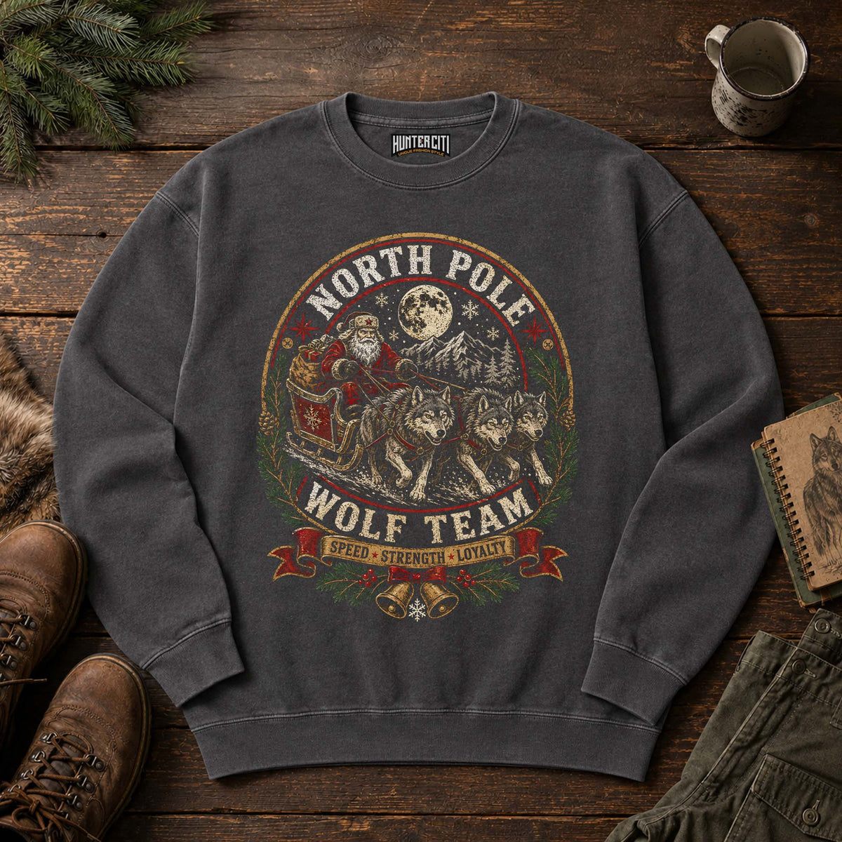 North Pole Wolf Team Vintage Christmas Sweatshirt