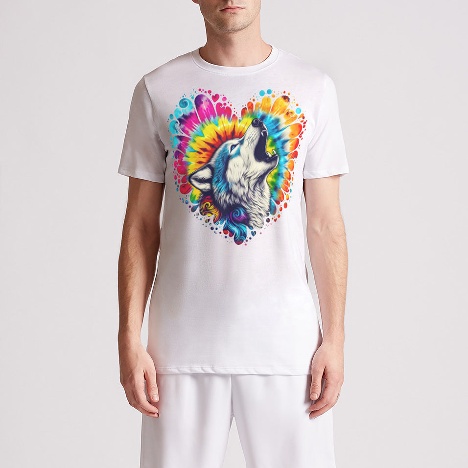 Howling Wolf Tie Dye Mens Premium T-Shirt
