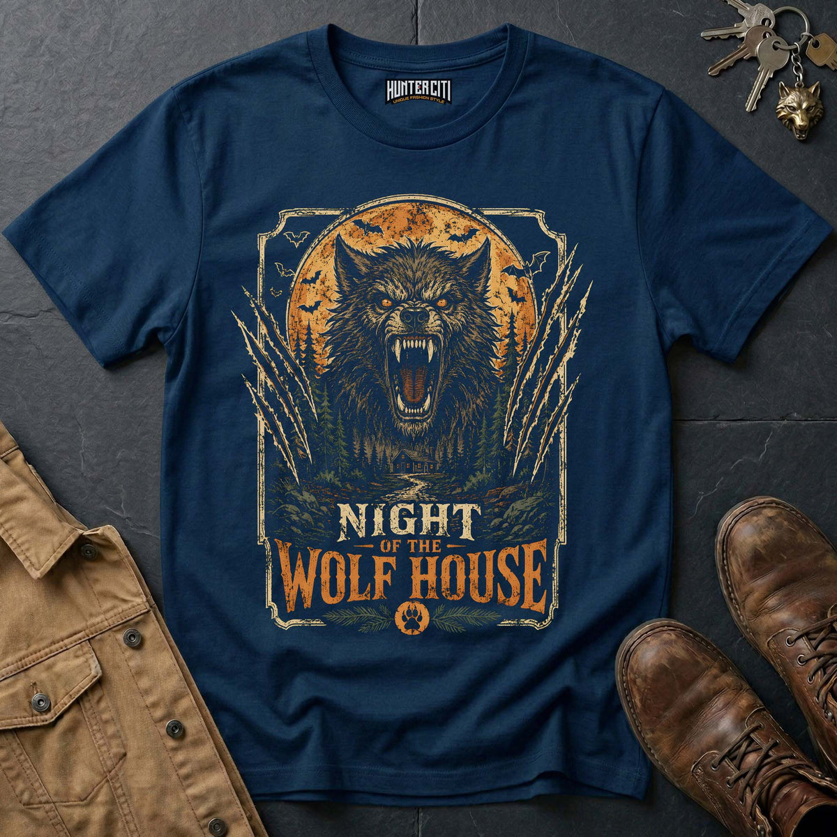 Night of the Wolf House - Vintage Werewolf Terror Vintage Wolf Halloween T Shirt