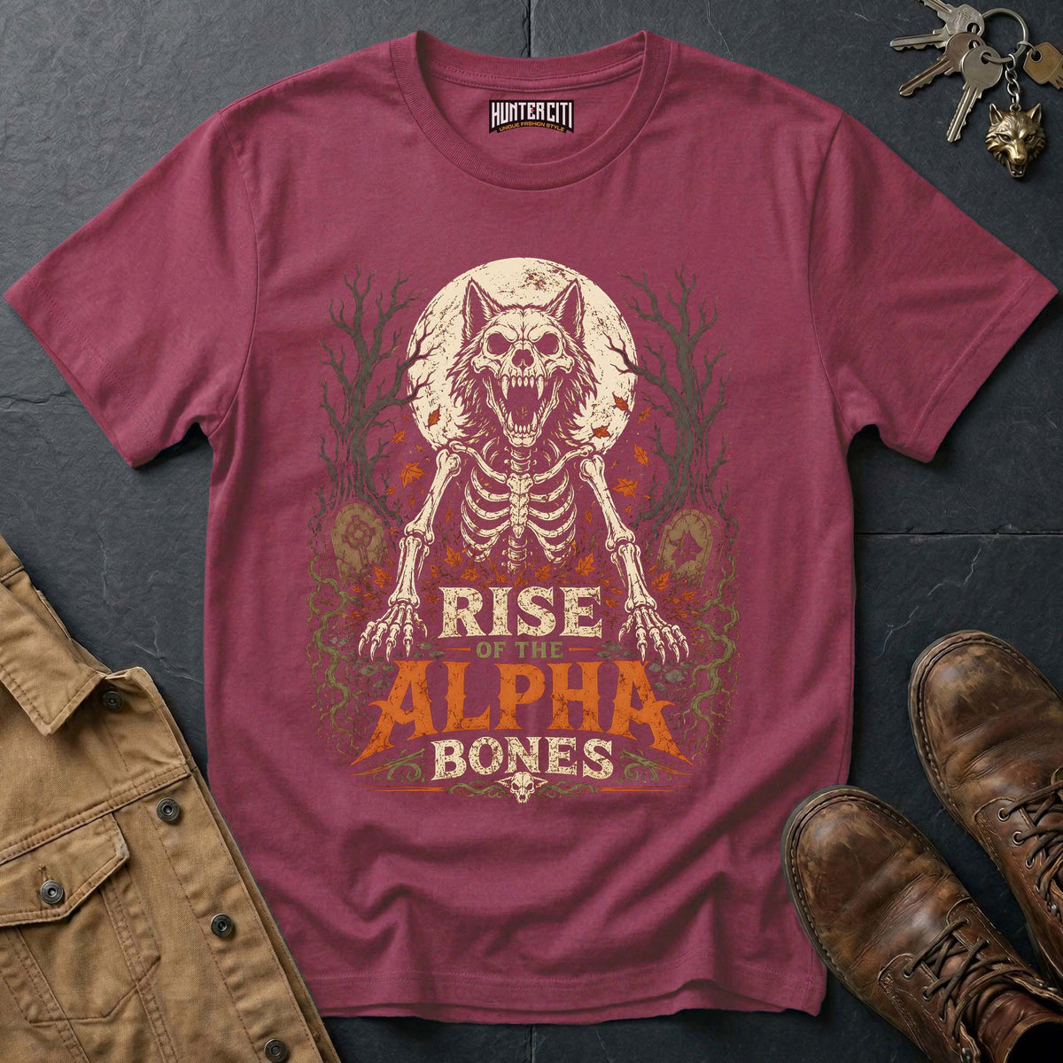 Rise of the Alpha Bones - Undead Wolf Vintage Wolf Halloween T Shirt