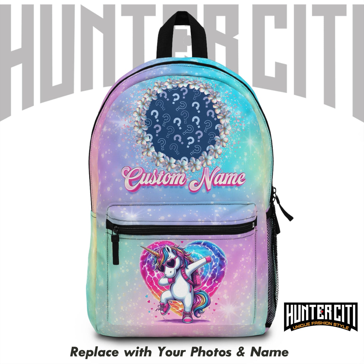 Personalised childs backpack – Custom Name & Photo | Astronaut, Unicorn, Dinosaur, Tie Dye Designs