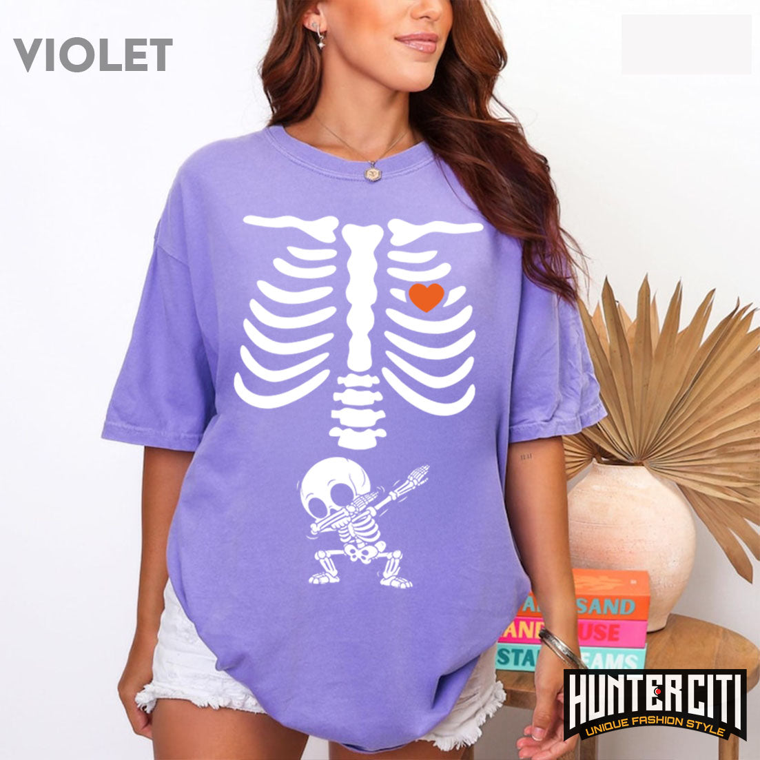 Comfort Colors 1717 Skeleton Halloween Maternity T-Shirt | Funny Halloween Pregnancy Shirt