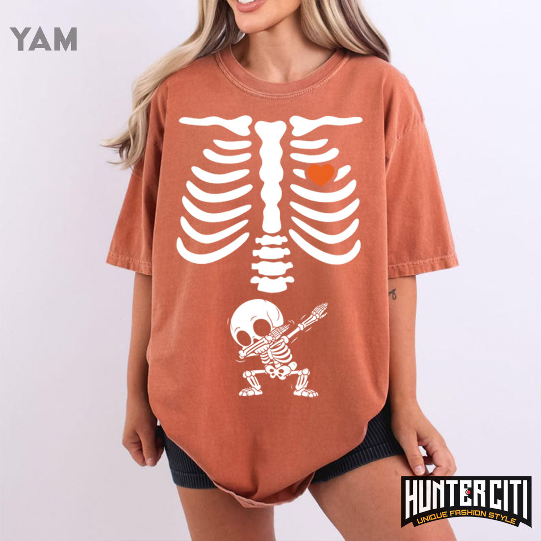 Comfort Colors 1717 Skeleton Halloween Maternity T-Shirt | Funny Halloween Pregnancy Shirt
