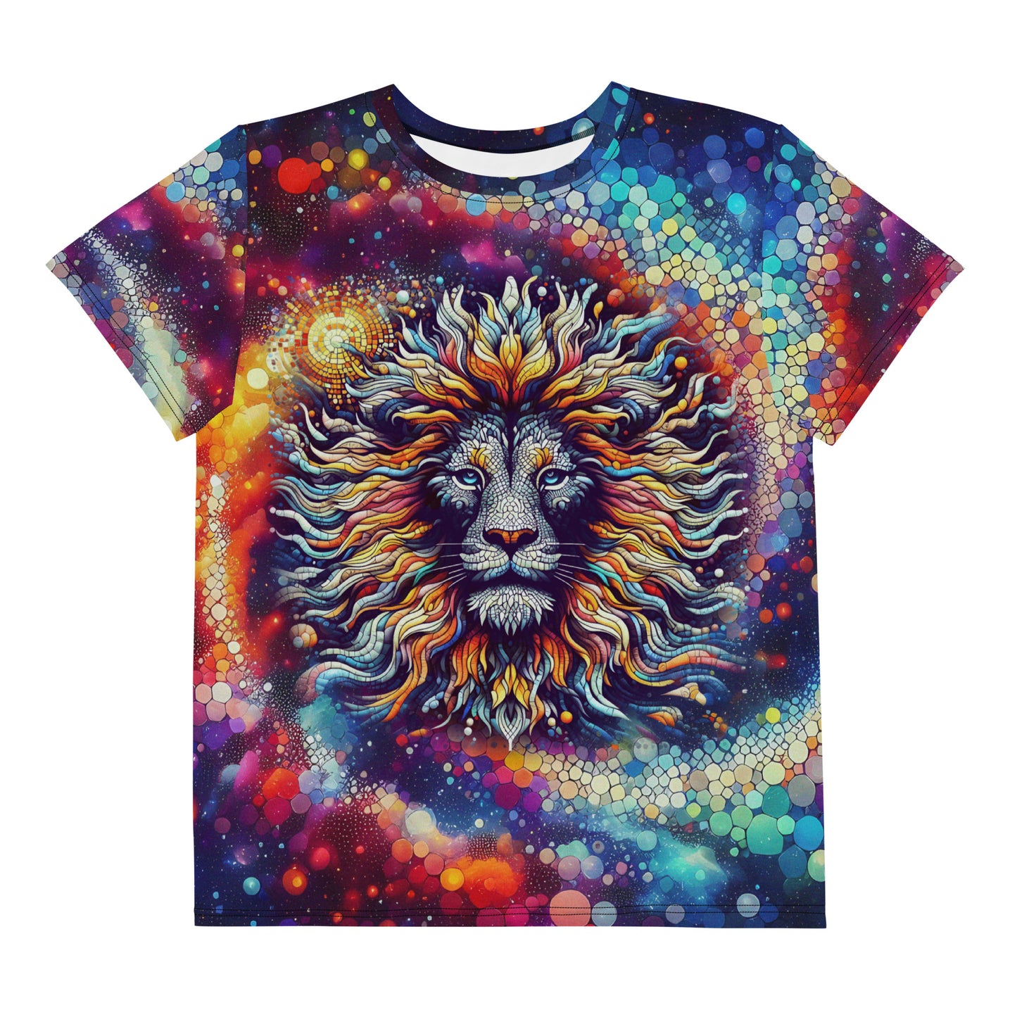 Lion In Galaxy Vintage Youth crew neck t-shirt