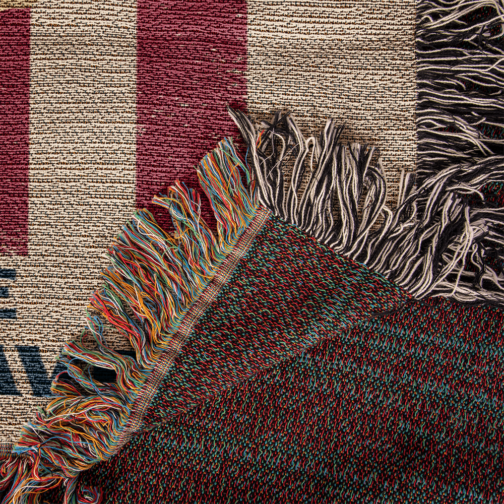 Military Memorial Woven Blanket – American Flag, Bald Eagle & Soldiers – Patriotic 4th of July Gift USA