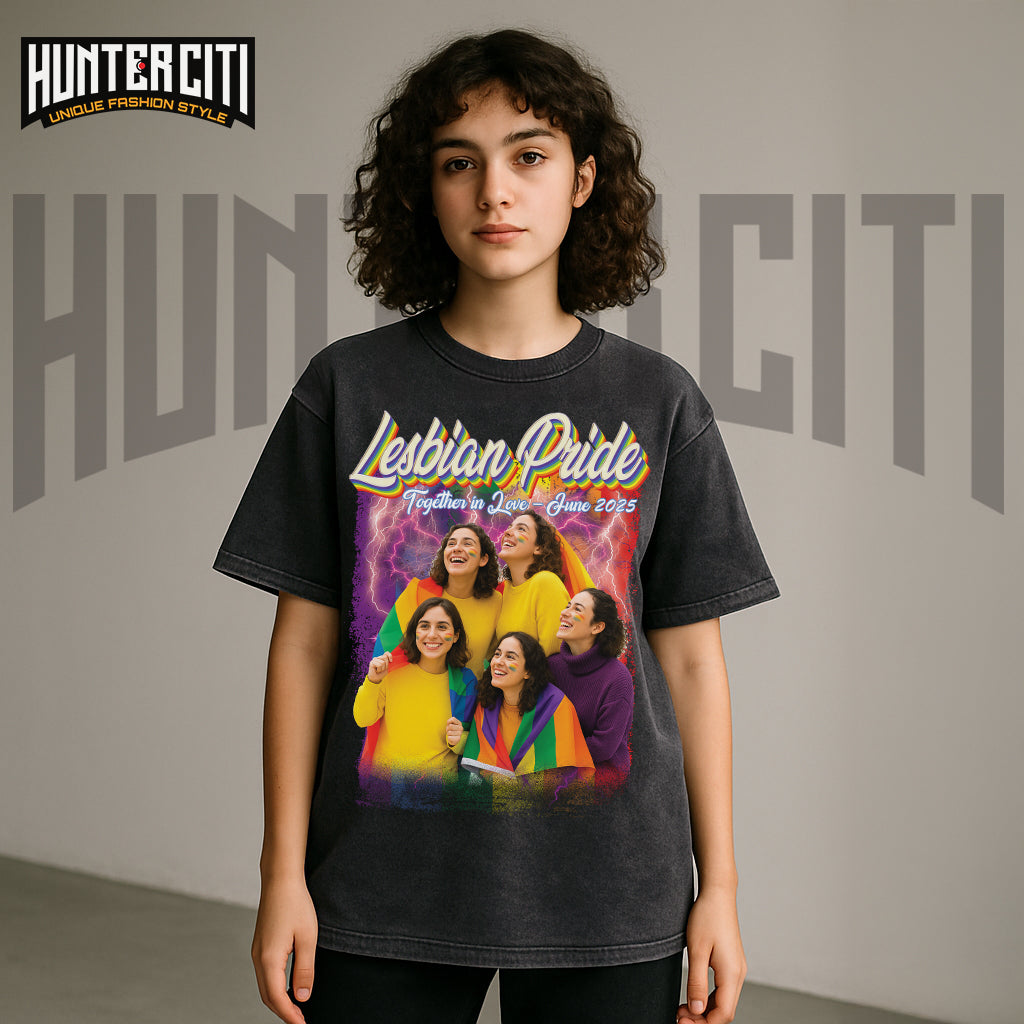 Custom LGBT Pride Shirt – Add Photo & Text | Oversized Acid Wash T-Shirt
