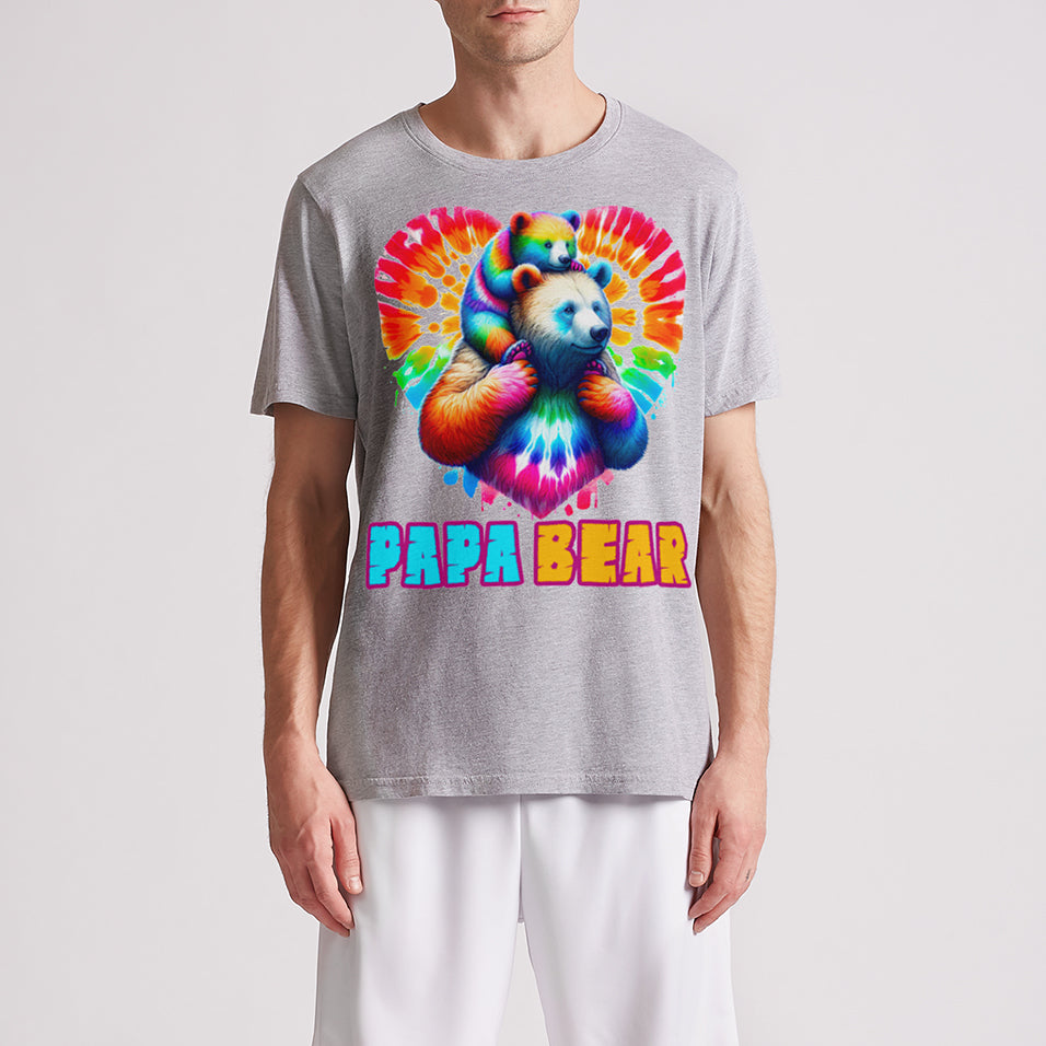 Papa Bear Tie Dye Mens Premium T-Shirt