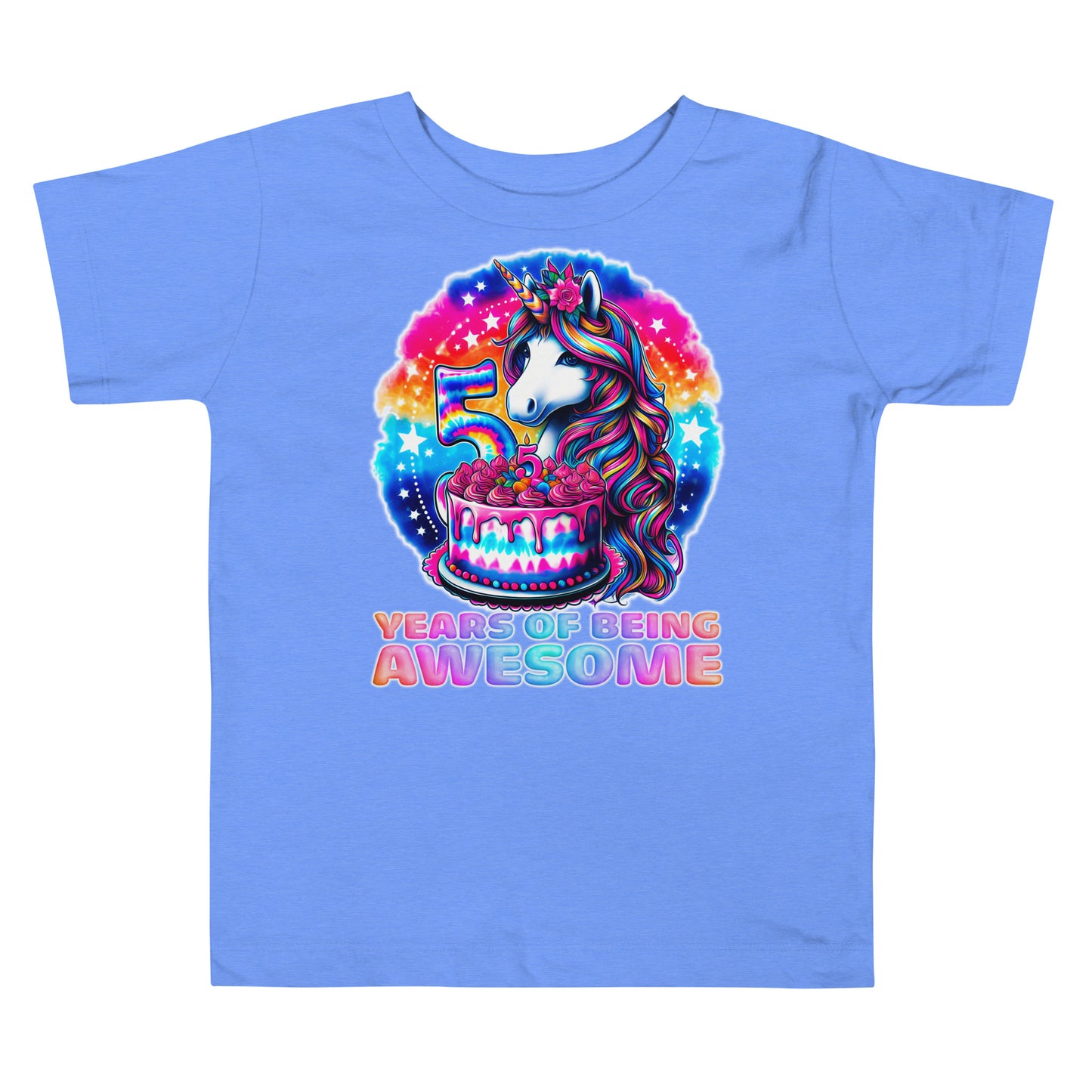Unicorn 5th Birthday 5 Years of Being Awesome Tie Dye Toddler T-Shirt