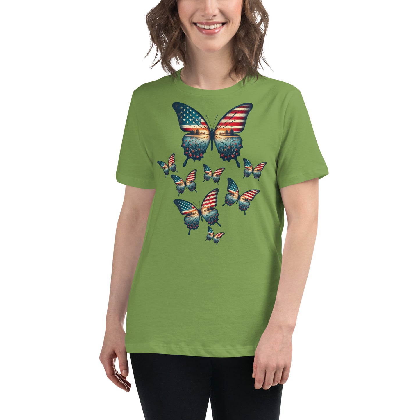 Vintage Butterfly USA Flag Women's T-Shirt