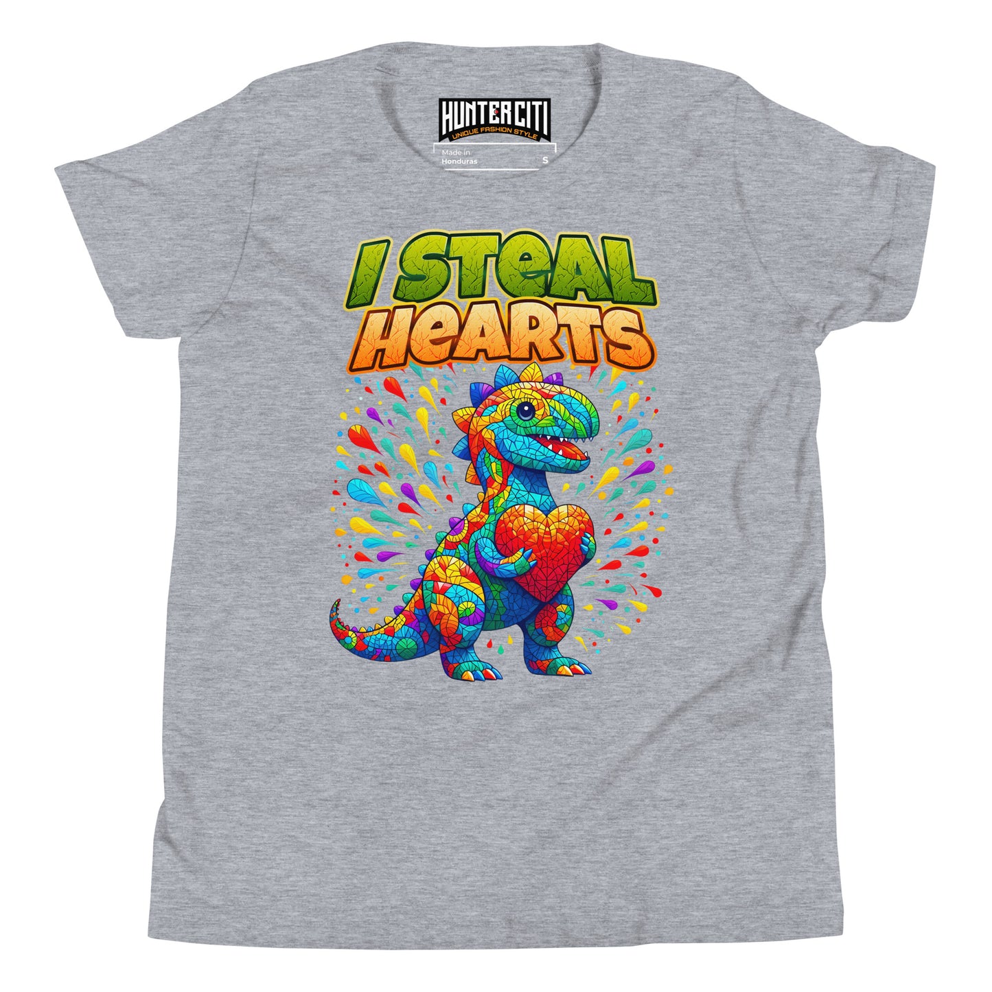 Valentines Day Dinosaur I Steal Hearts Youth T-Shirt