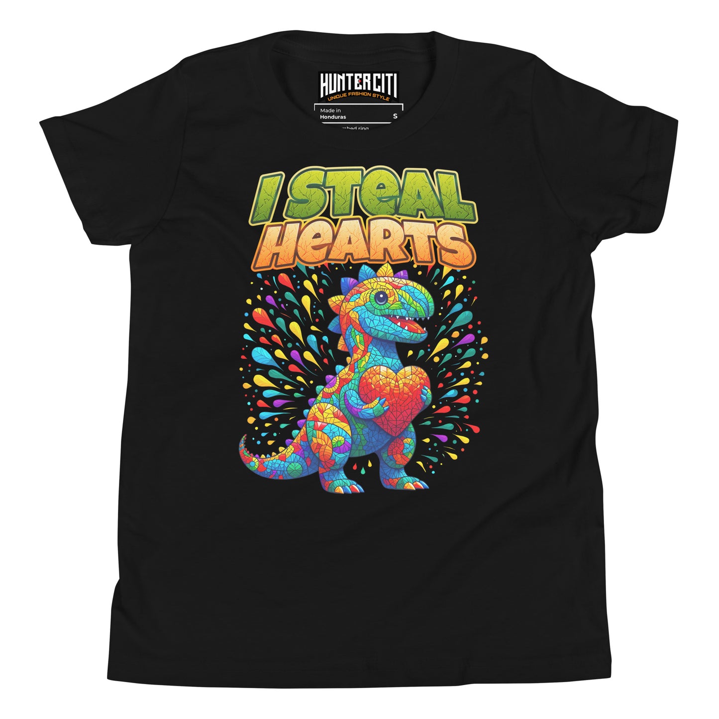 Valentines Day Dinosaur I Steal Hearts Youth T-Shirt