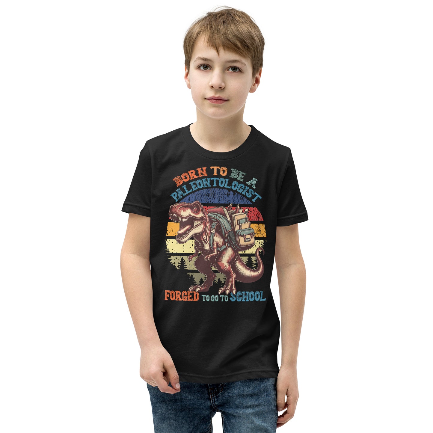 Born To Be A Paleontologist Forced To Go To School Vintage Youth T-Shirt