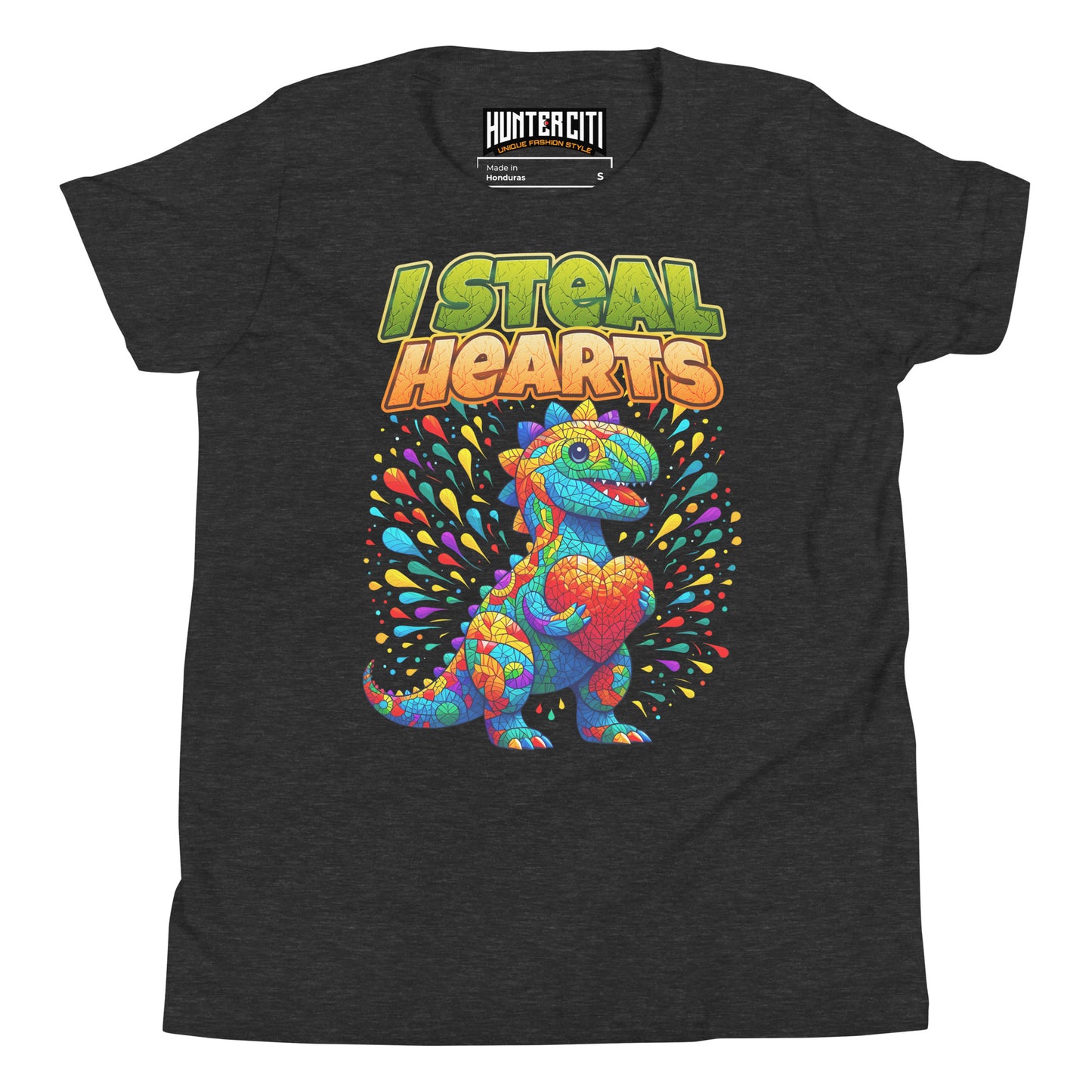 Valentines Day Dinosaur I Steal Hearts Youth T-Shirt