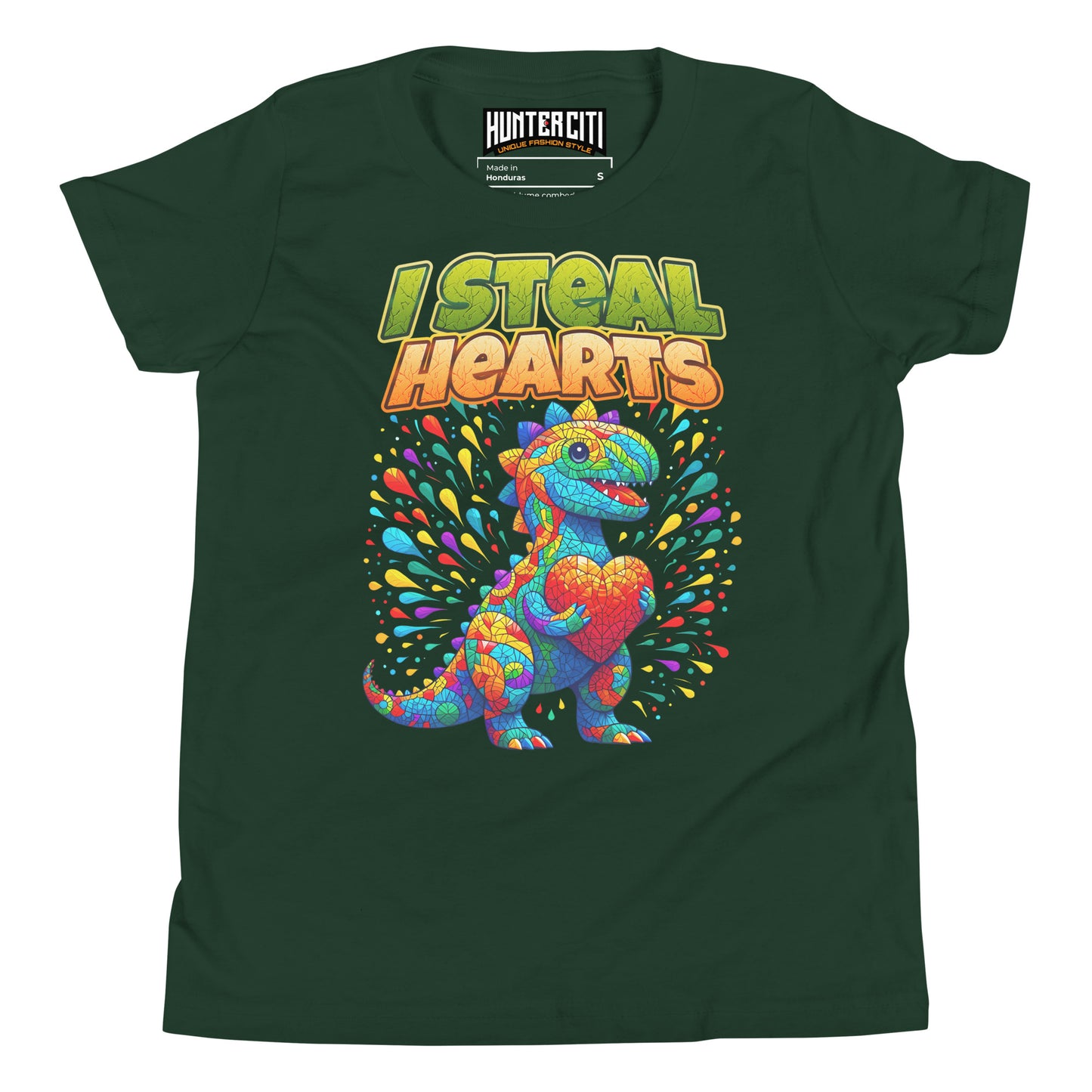 Valentines Day Dinosaur I Steal Hearts Youth T-Shirt