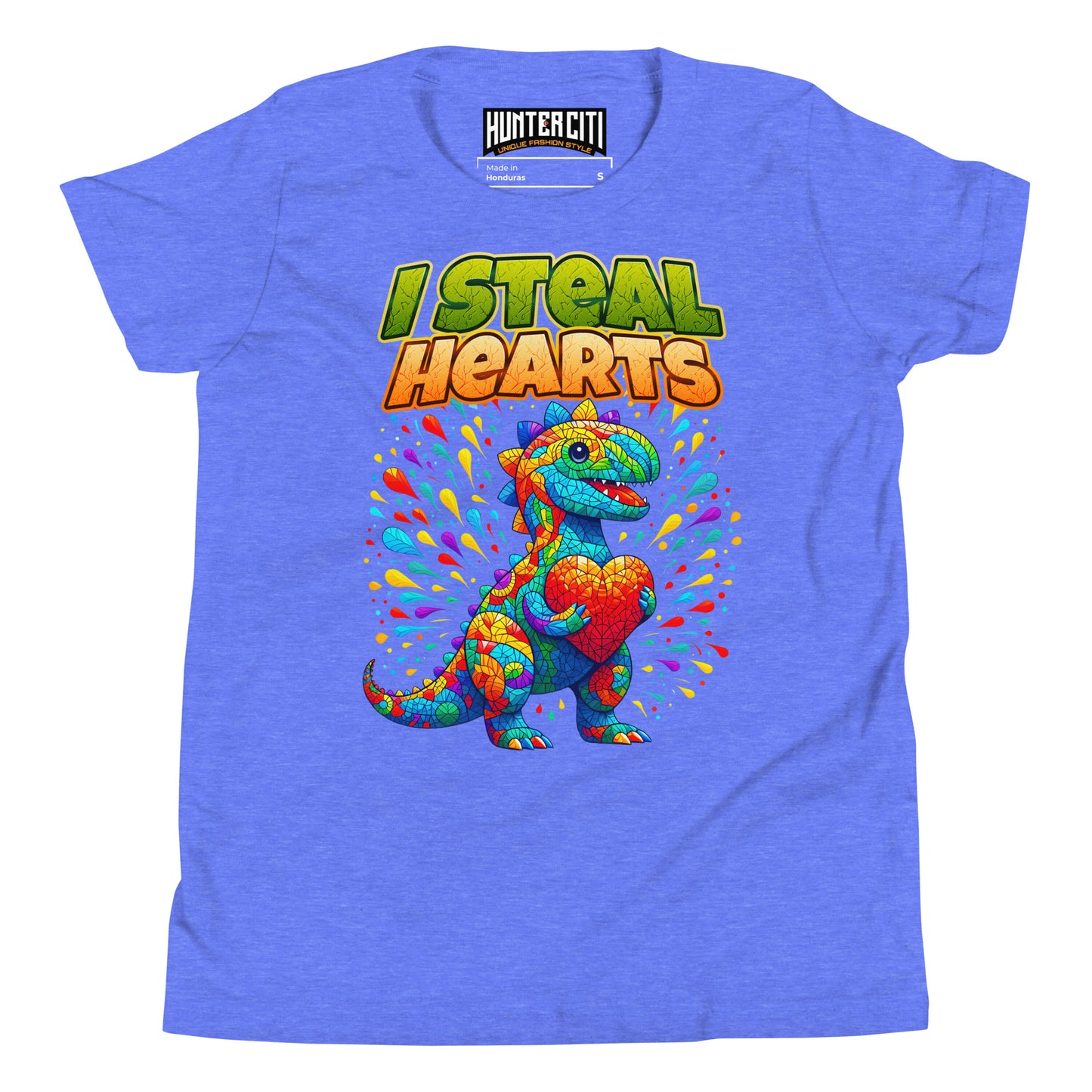 Valentines Day Dinosaur I Steal Hearts Youth T-Shirt