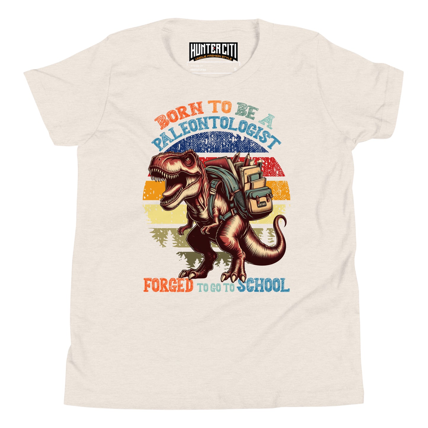 Born To Be A Paleontologist Forced To Go To School Vintage Youth T-Shirt