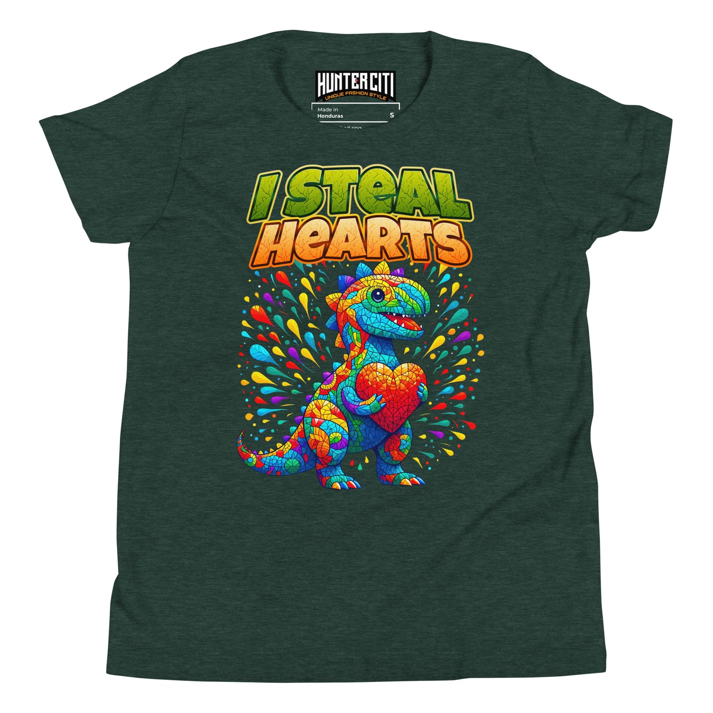 Valentines Day Dinosaur I Steal Hearts Youth T-Shirt