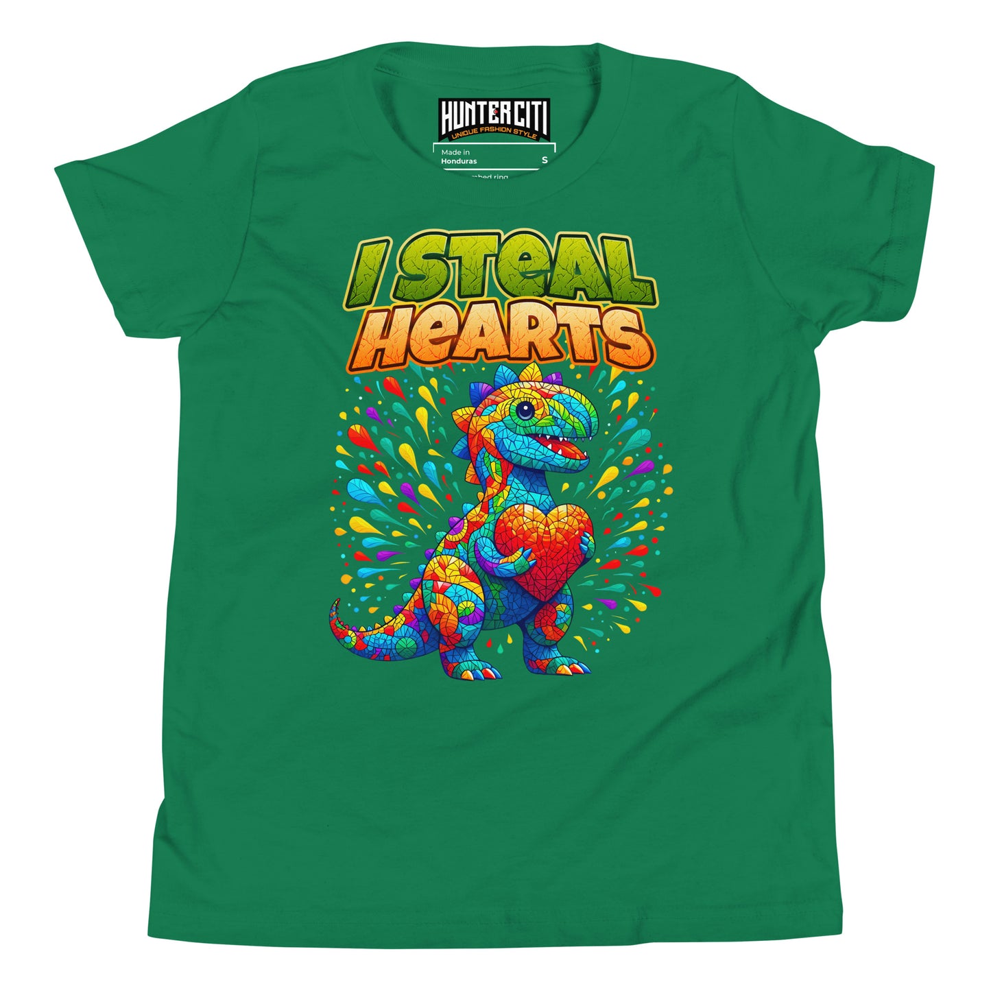 Valentines Day Dinosaur I Steal Hearts Youth T-Shirt