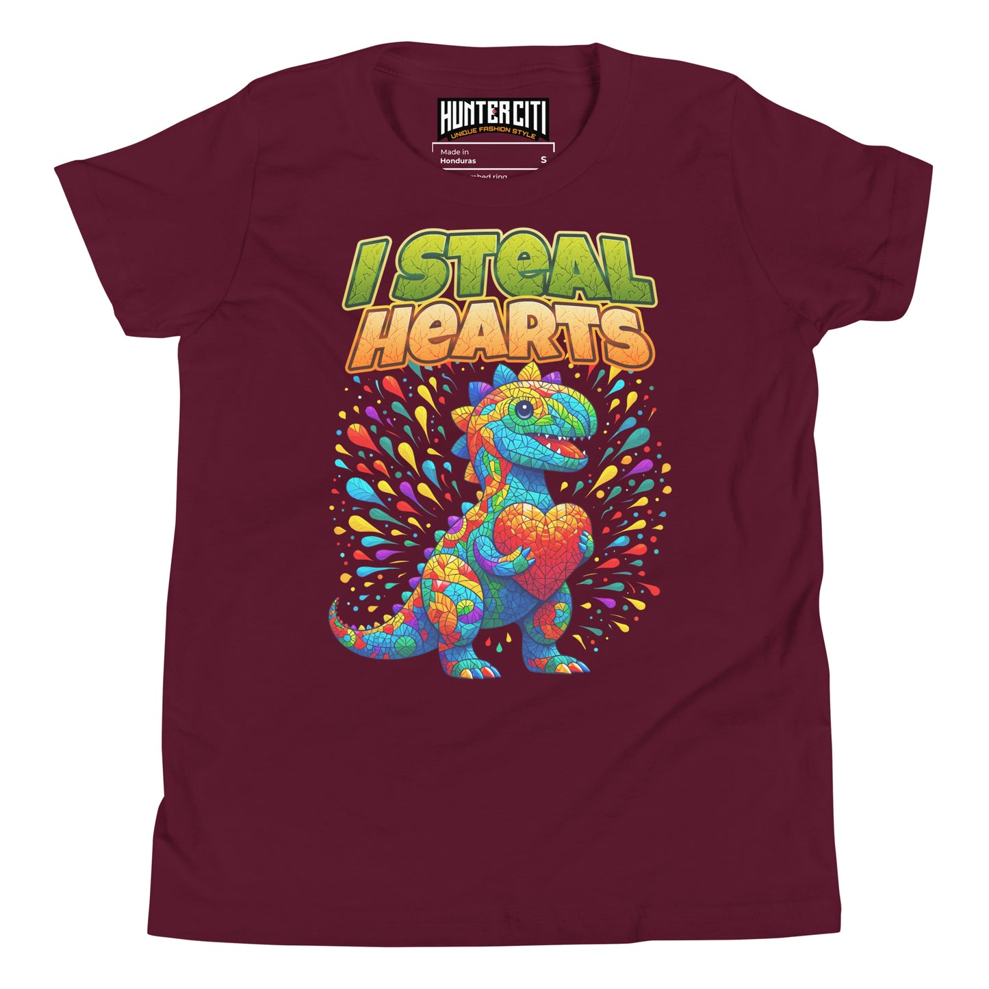 Valentines Day Dinosaur I Steal Hearts Youth T-Shirt