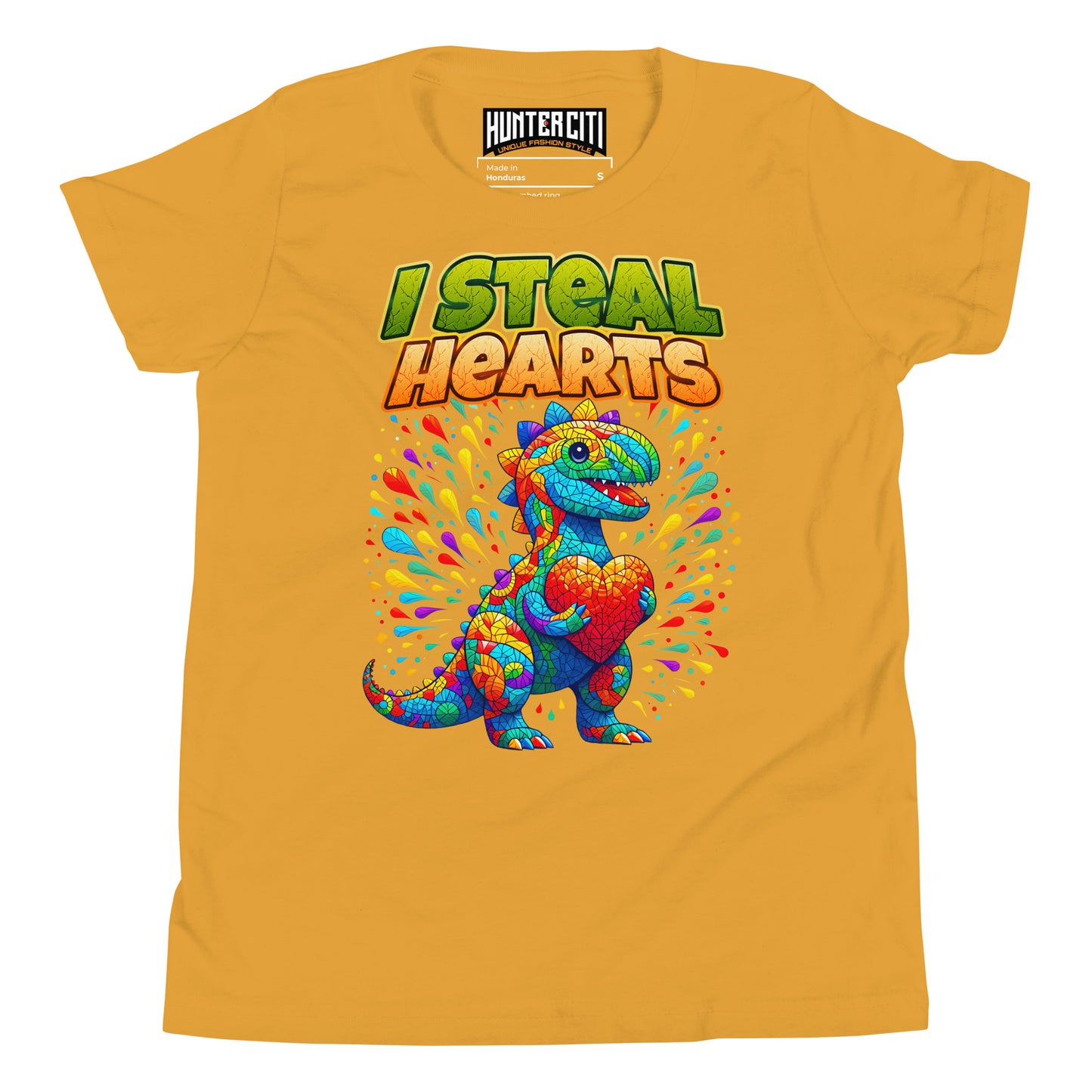 Valentines Day Dinosaur I Steal Hearts Youth T-Shirt
