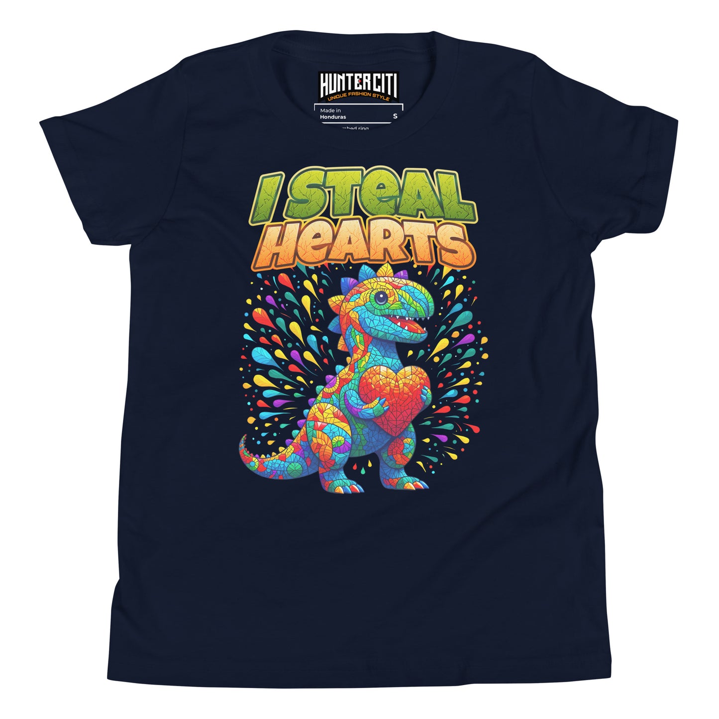 Valentines Day Dinosaur I Steal Hearts Youth T-Shirt