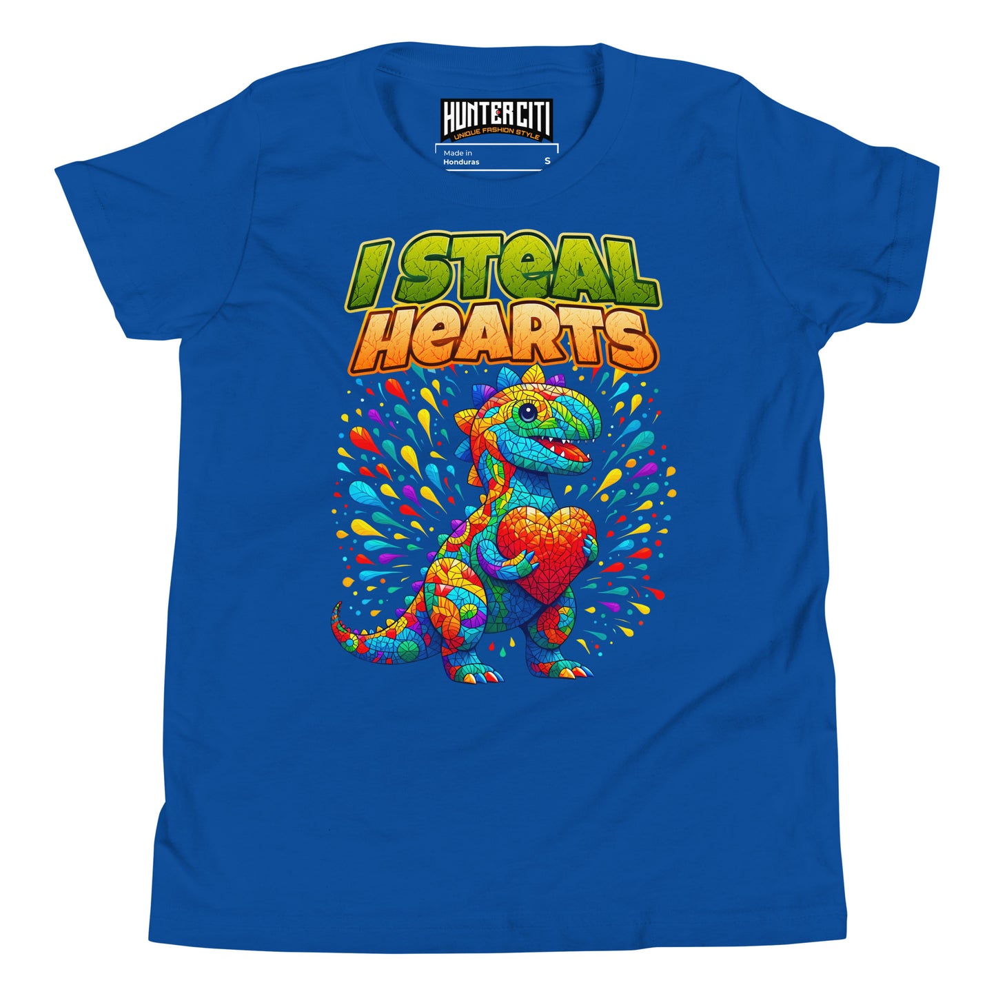 Valentines Day Dinosaur I Steal Hearts Youth T-Shirt