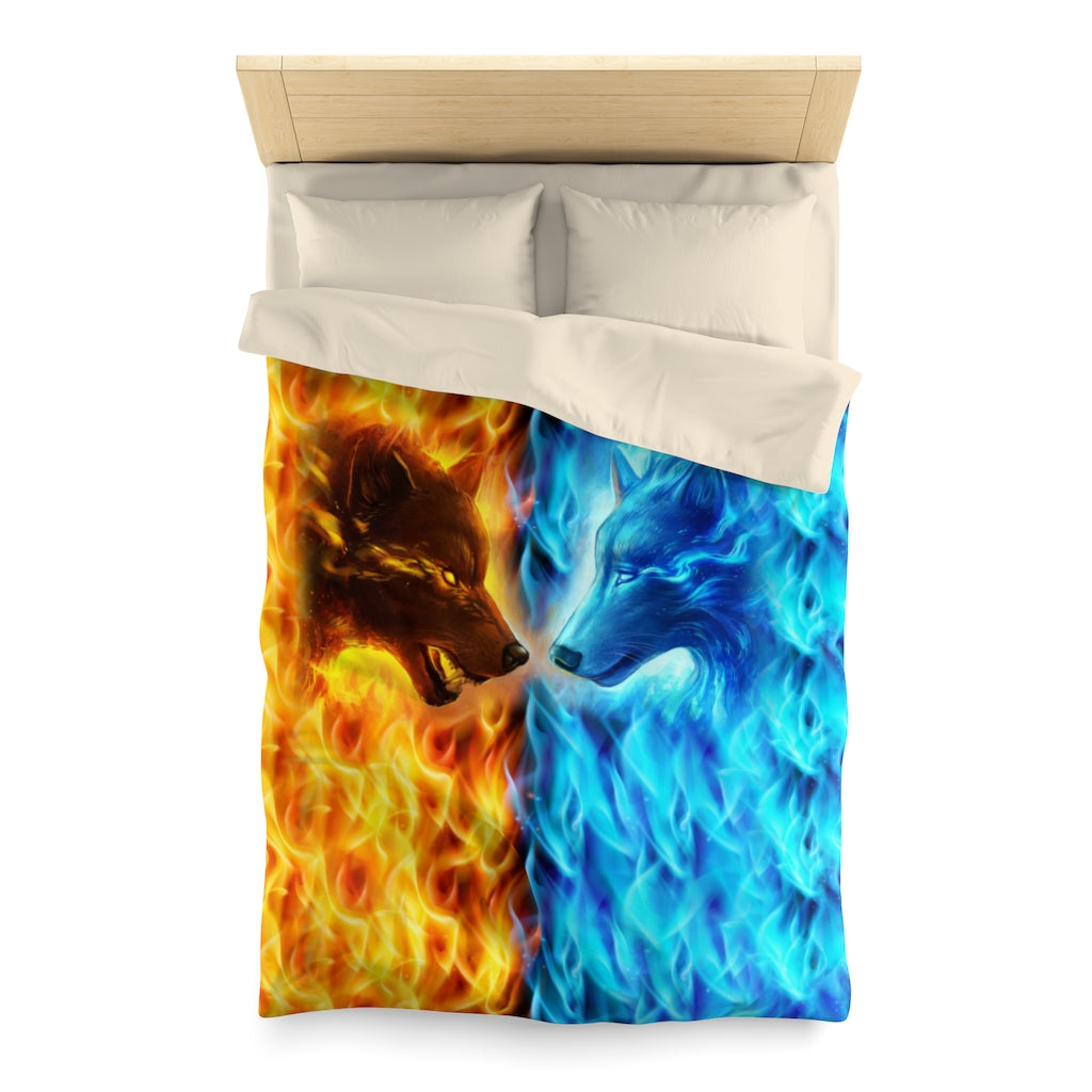 Wolf Fire and Ice Microfiber Duvet Cover