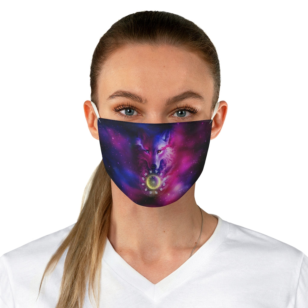 Wolf galaxy and zodiac Fabric Face Mask