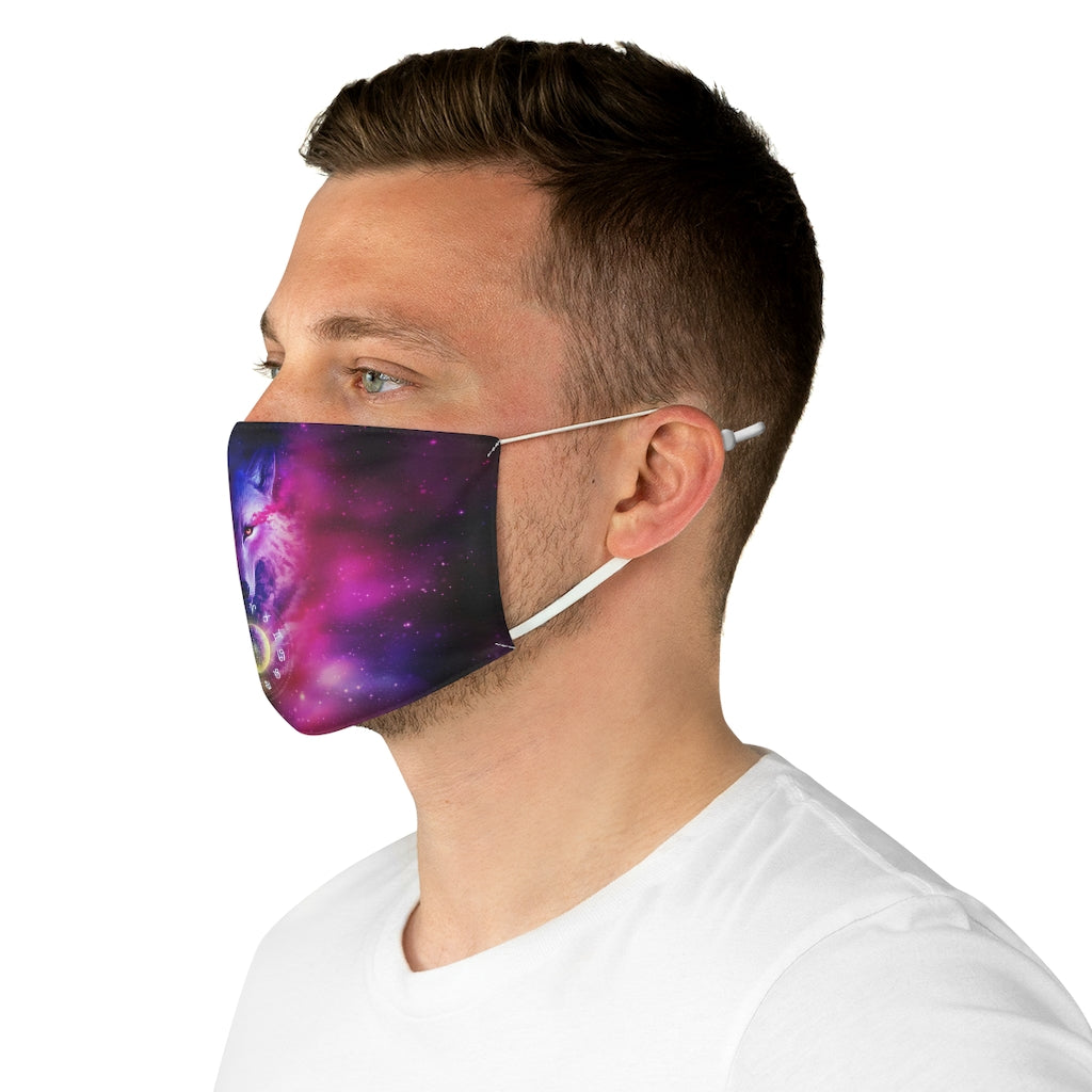 Wolf galaxy and zodiac Fabric Face Mask